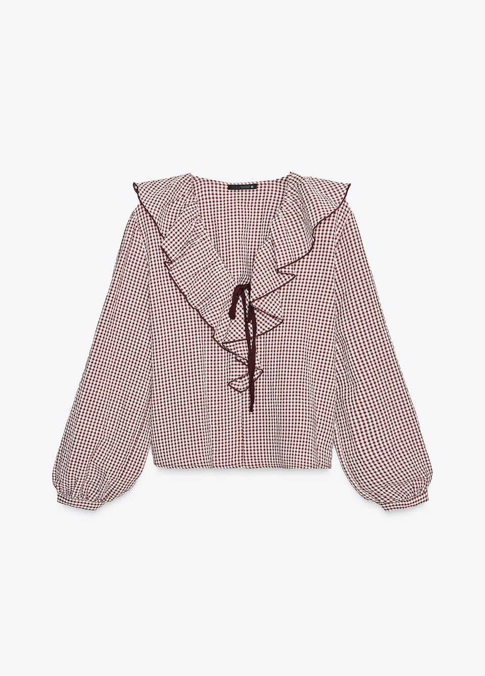 Zara Gingham Check Ruffled Blouse, £27.99