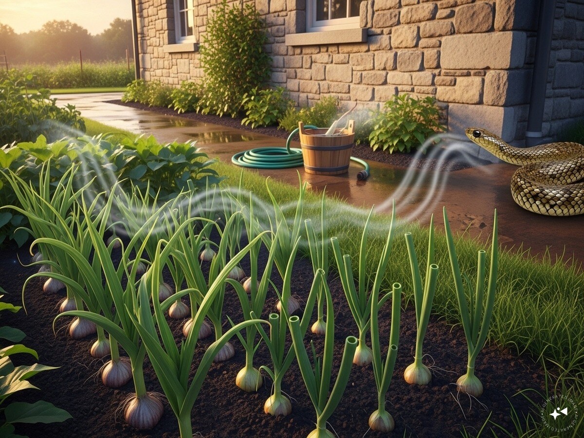 Garlic and Onion: Snakes cannot tolerate the pungent smell of garlic and onion. Mixing their juice with water and spraying it around the house helps keep them away. The sulphur compounds released by these plants add to their effectiveness. Planting garlic in the garden offers even greater protection, as both roots and leaves release a strong odour. (News18 Hindi) Garlic and Onion: Snakes cannot tolerate the pungent smell of garlic and onion. Mixing their juice with water and spraying it around the house helps keep them away. The sulphur compounds released by these plants add to their effectiveness. Planting garlic in the garden offers even greater protection, as both roots and leaves release a strong odour. (News18 Hindi)