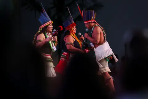 Reuters Indigenous people perform on the day of the opening ceremony of the UN Climate Change Conference (COP30), in Belem, Brazil, November 10, 2025. 