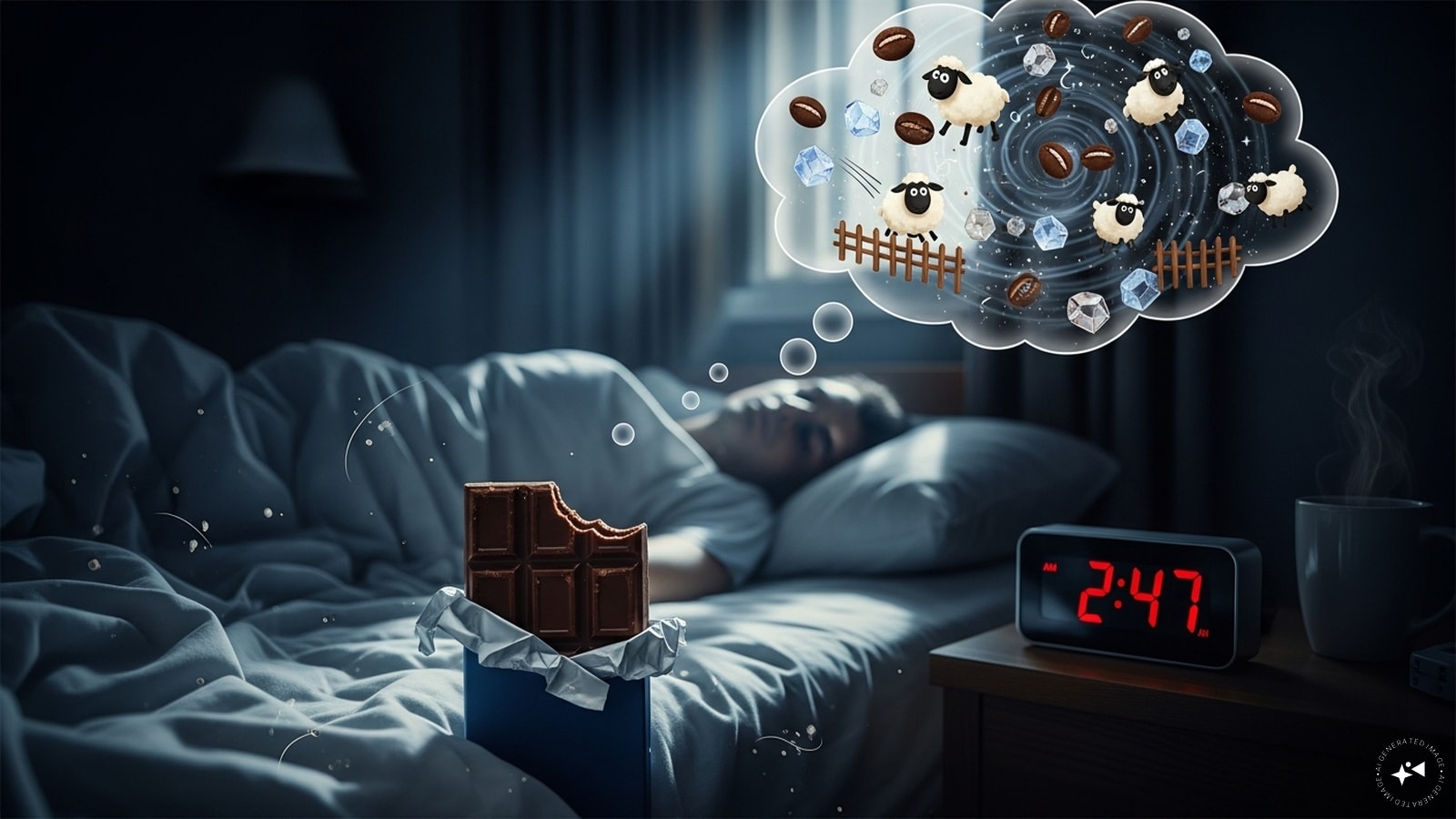  Chocolate: It contains both sugar and caffeine. Eating it before bed can boost energy and interfere with your natural sleep hormones, making it harder to drift off.