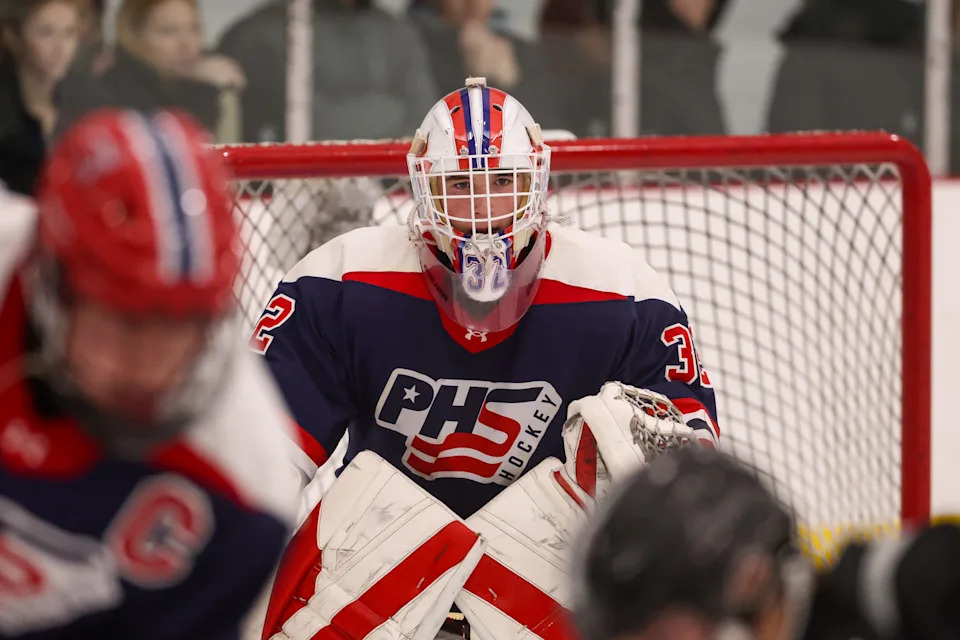 Ben Humm, goalie Portsmouth boys hockey.