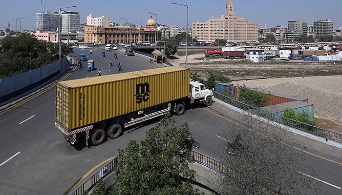 * A container placed on a road leading to the US Consulate in Karachi, Pakistan, March 2, 2026. — INP